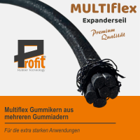 Expanderseil 20 Meter x 8mm Multiflex schwarz im Set mit 10 Spiralhaken